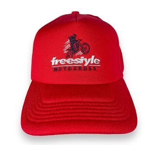 Freestyle Motocross Dirt Bike Racing Snapback Trucker Hat Red Adjustable OS
